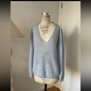 Baby Blue Uterque Mohair V Neck Sweater Size Small